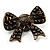 Vintage Crystal Bow Brooch (Antique Gold, Clear&Black) - view 3
