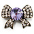 Vintage Crystal Bow Brooch (Antique Gold, Clear&Lilac)