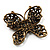 Antique Bronze Diamante Butterfly Brooch - view 5