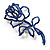 Luxurious Large Swarovski Crystal Rose Brooch (Silver Tone & Sapphire Blue Colour) - view 4