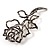 Luxurious Large Swarovski Crystal Rose Brooch (Silver&Black) - view 2