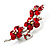 Crystal Floral Brooch (Silver& Bright Red) - view 4