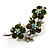 Crystal Floral Brooch (Silver&Olive Green) - view 2