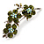 Crystal Floral Brooch (Silver&Olive Green) - view 4