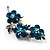 Crystal Floral Brooch (Silver&Azure) - view 3