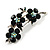 Crystal Floral Brooch (Silver&Emerald Green) - view 4