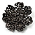 Iridescent Black Crystal Corsage Flower Brooch (Black Tone) - view 3