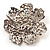 Champagne Crystal Corsage Flower Brooch (Silver Tone) - view 3
