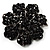 Jet-Black Crystal Corsage Flower Brooch (Black Tone Metal) - view 1