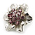 Tiny Pink Crystal Flower Pin Brooch - view 3