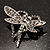 Ash Grey Crystal Butterfly And Heart Brooch (Silver) - view 5