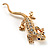 Crystal Lizard With Black Eyes Brooch (Gold Tone) - view 1