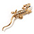Crystal Lizard With Black Eyes Brooch (Gold Tone) - view 2