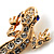 Crystal Lizard With Black Eyes Brooch (Gold Tone) - view 7