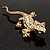Crystal Lizard With Black Eyes Brooch (Gold Tone) - view 9