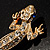 Crystal Lizard With Black Eyes Brooch (Gold Tone) - view 3