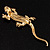 Crystal Lizard With Black Eyes Brooch (Gold Tone) - view 6