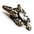 Vintage Butterfly With Dangling Floral Tail Brooch (Antique Bronze Tone) - view 3