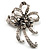 Crystal Bow Corsage Brooch (Silver Tone) - view 3