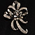 Crystal Bow Corsage Brooch (Silver Tone) - view 5