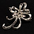 Crystal Bow Corsage Brooch (Silver Tone) - view 6