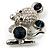 Cute Tiny CZ Crystal Mouse Brooch Pin (Silver Tone)