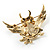 Stunning Crystal Owl Brooch (Gold Tone) - view 7