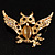 Stunning Crystal Owl Brooch (Gold Tone) - view 2