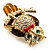 Crystal Owl With Red Bow Brooch (Gold Tone) - view 5