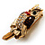 Crystal Owl With Red Bow Brooch (Gold Tone) - view 6