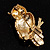 Crystal Owl With Red Bow Brooch (Gold Tone) - view 7