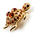 Small Amber Coloured Swarovski Crystal Turtle Brooch (Gold Tone) - view 5