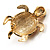 Small Amber Coloured Swarovski Crystal Turtle Brooch (Gold Tone) - view 6