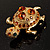 Small Amber Coloured Swarovski Crystal Turtle Brooch (Gold Tone) - view 7