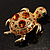 Small Amber Coloured Swarovski Crystal Turtle Brooch (Gold Tone) - view 2