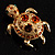 Small Amber Coloured Swarovski Crystal Turtle Brooch (Gold Tone) - view 4