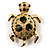 Small Emerald Green Swarovski Crystal Turtle Brooch (Gold Tone) - view 6