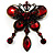 Vintage Burgundy Red Butterfly Charm Brooch (Bronze Tone)