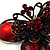 Vintage Burgundy Red Butterfly Charm Brooch (Bronze Tone) - view 7