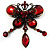 Vintage Burgundy Red Butterfly Charm Brooch (Bronze Tone) - view 8