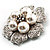 6-Petal Imitation Pearl Floral Brooch (Silver&White) - view 7