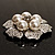 6-Petal Imitation Pearl Floral Brooch (Silver&White) - view 4