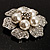 6-Petal Imitation Pearl Floral Brooch (Silver&White) - view 5