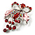 Red Crystal Grapes And Bow Brooch (Silver Tone) - view 3