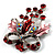 Red Crystal Grapes And Bow Brooch (Silver Tone) - view 4