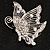Crystal Filigree Butterfly Brooch (Silver Tone) - view 2