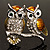 Two Crystal Sitting Owls Brooch (Silver Tone) - view 4