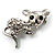 Little Mouse Crystal Brooch (Silver Tone) - view 4