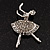 Asphalt Grey Crystal Ballerina Brooch (Silver Tone) - 4.5cm Length - view 2