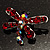 Small Red Dragonfly Brooch (Silver Tone) - view 4